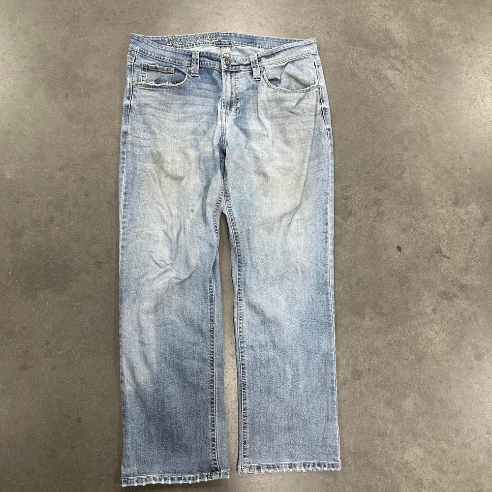 TK Axel Light wash faded straight leg denim jeans Size 40x32 - Picture 1 of 6